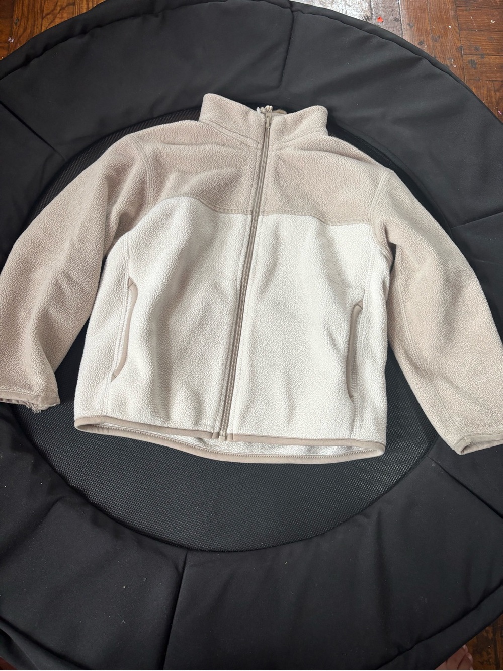 Uniqlo Kids Two-Tone Fleece Jacket - Light Cream & Beige